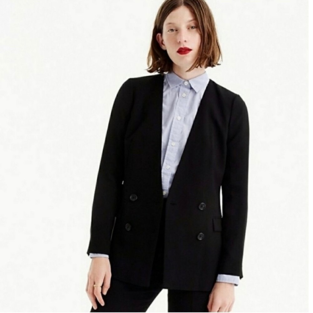 J. Crew French Girl Blazer Size 8 Petite Black in 365 Crepe Item H6256
